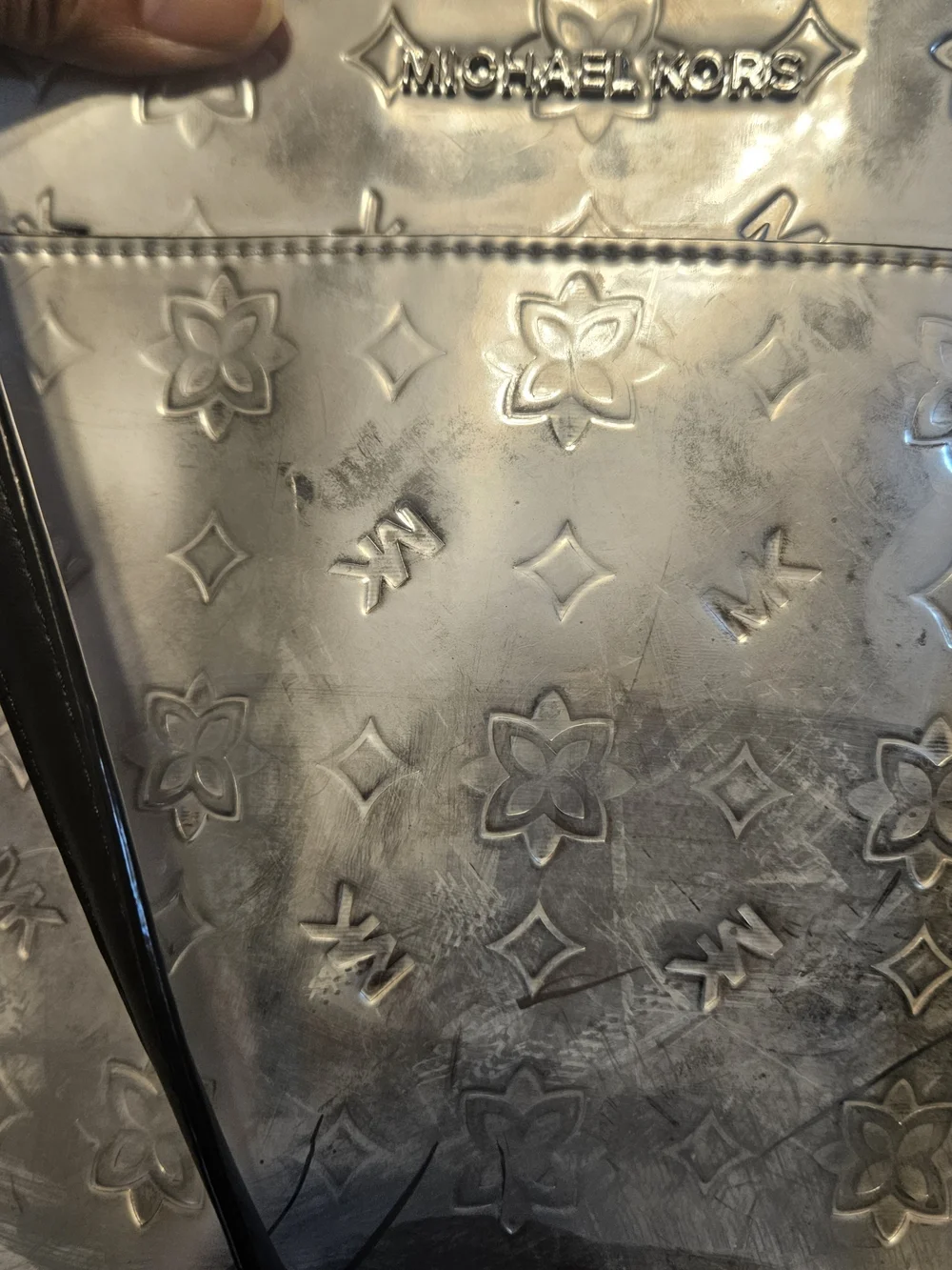 Michael Kors Silver Metallic Tote with Wristlet